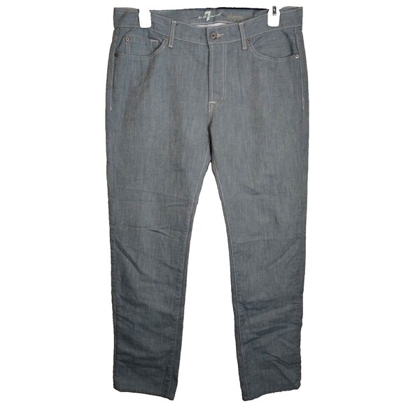 7 For All Mankind Slimmy Fit Blue/Grayish Jeans Mens 36x32 Flat Front Pants - Picture 2 of 11